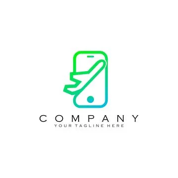 Mobile airplane logo design vector Stock Illustration