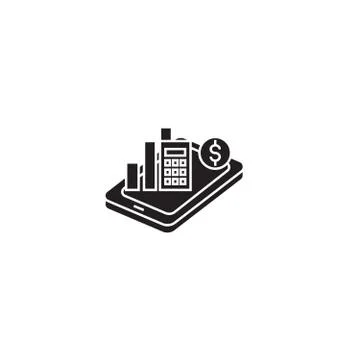 Mobile analytics black vector concept icon. Mobile analytics flat illustration 스톡 일러스트