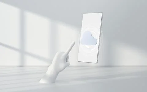 Mobile and cloud computing, subject of science and technology, 3d rendering. Illustrazione stock