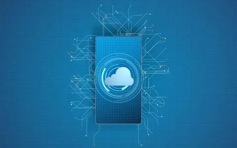 Mobile and cloud computing, subject of science and technology, 3d rendering. Stock Illustration