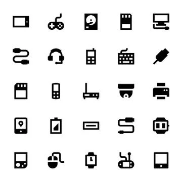 Mobile and Devices Technology Icons Set Stock Illustration