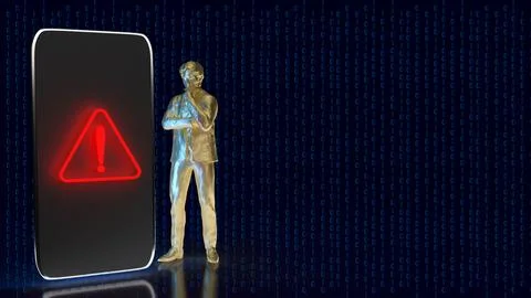 The mobile and red icon for Cybercrime  concept 3d rendering Stock Illustration