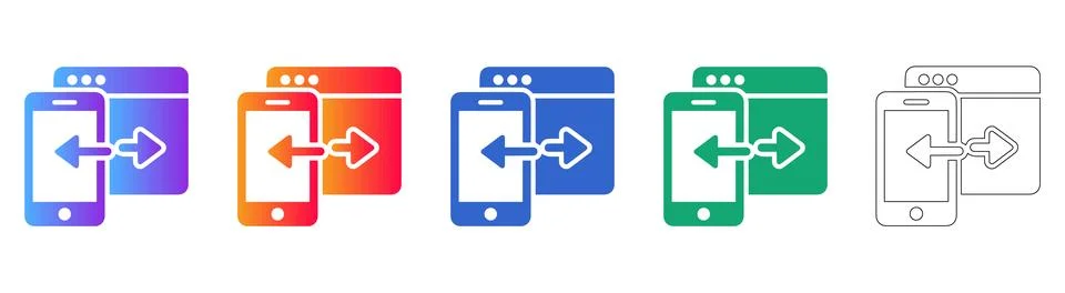 Mobile and Web Synchronization Icons Stock Illustration