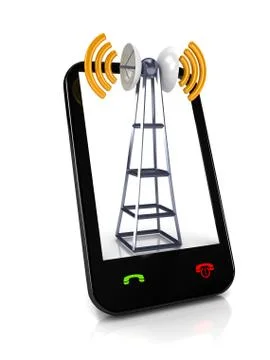Mobile antena over white Stock Illustration