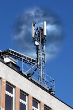 Mobile antenna in a building Stock Photos