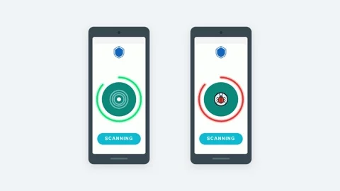 Mobile Antivirus Security App Scan Process Motion Graphic Stockbeeldmateriaal 334737342