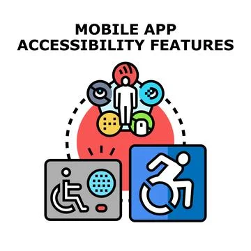 Mobile app accessibility features concept illustration Stock Illustration