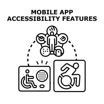 Mobile app accessibility features concept illustration Stock Illustration