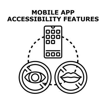 Mobile app accessibility features developing inclusive user experience Stock Illustration
