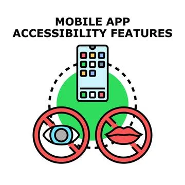 Mobile app accessibility features developing inclusive user experience Stock Illustration