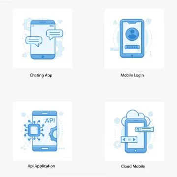Mobile App and Software Development Flat Vectors Pack Stock Illustration