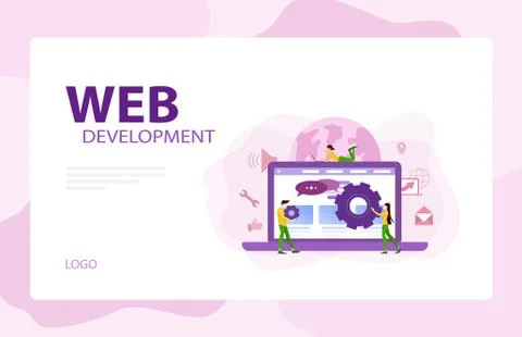 Mobile app and web development banner concept set. Stock Illustration