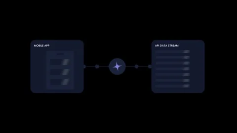 Mobile app to API data stream payload transfer animation 動画素材 346804369