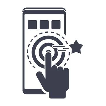 Mobile App black infographics Icon. Phone with application. Stock Illustration