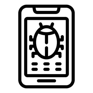 Mobile app bug icon outline vector. Application software debugging Stockillustratie