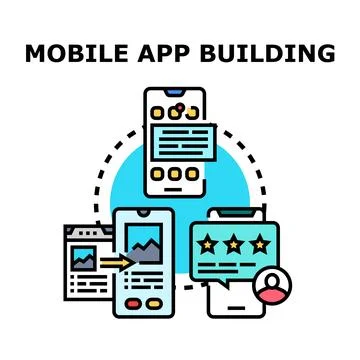 Mobile app building developing process concept vector Illustrazione stock
