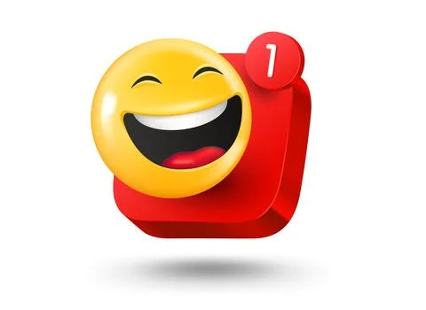 Mobile app button with emoji. 3d vector mobile application icon with notifi.. 스톡 일러스트