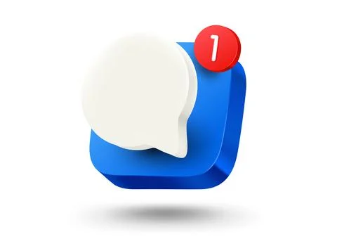 Mobile app button with speech bubble. 3d vector mobile application icon wit.. Stock Illustration