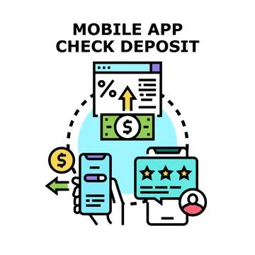 Mobile app check deposit concept with banking functions Stock Illustration