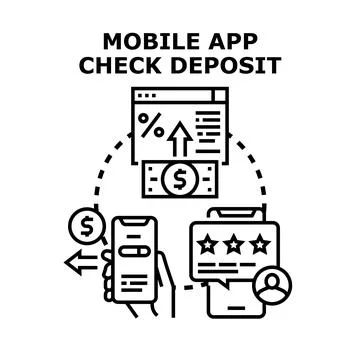 Mobile app check deposit concept with banking functions Stock Illustration