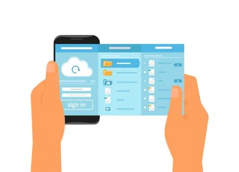 Mobile app for cloud sync Stock Illustration