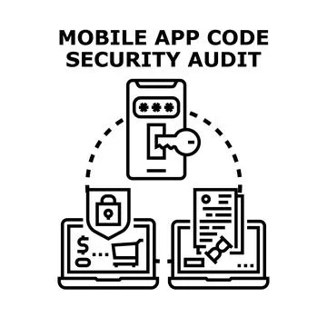 Mobile app code security audit process 스톡 일러스트