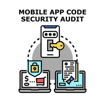 Mobile app code security audit process Stock Illustration