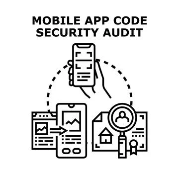 Mobile app code security audit protecting data Stockillustratie