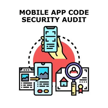 Mobile app code security audit protecting data Stockillustratie