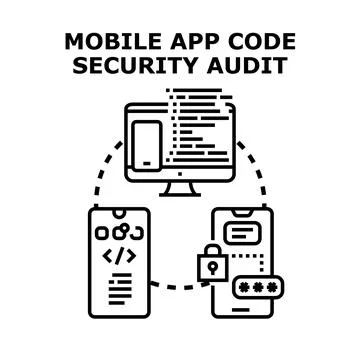 Mobile app code security audit computing protection Stock Illustration