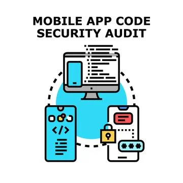 Mobile app code security audit computing protection 스톡 일러스트