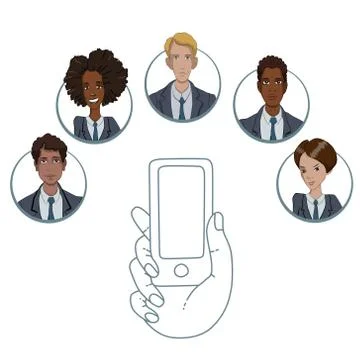 Mobile app for collaboration between different workers Stock Illustration