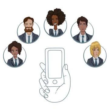Mobile app for collaboration between different workers Stock Illustration