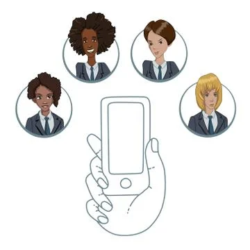 Mobile app for collaboration between different workers Stock Illustration