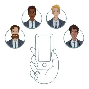 Mobile app for collaboration between different workers Stock Illustration