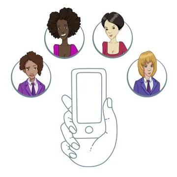 Mobile app for collaboration between different workers Stock Illustration