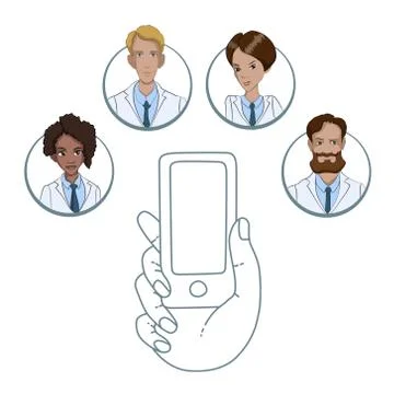 Mobile app for collaboration between medical workers Stock Illustration