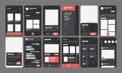 Mobile app concept. Flowchart with UI elements. Stock Illustration