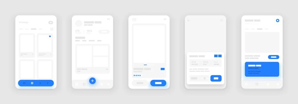 Mobile app concept. Flowchart with UI elements. Stock Illustration