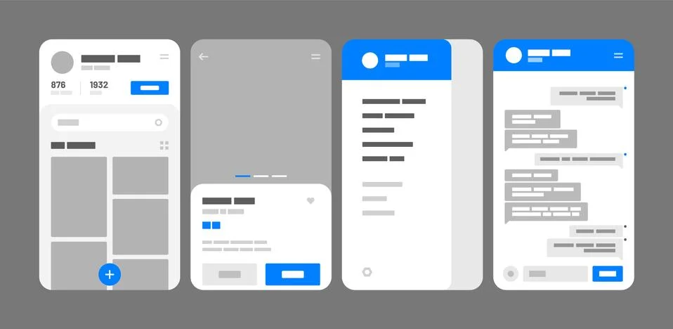 Mobile app concept. Flowchart with UI elements. Stock Illustration