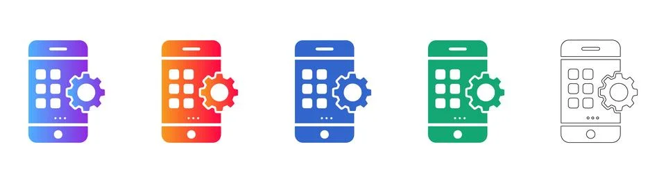 Mobile App Configuration and Settings Icons Stock Illustration
