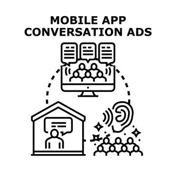 Mobile app conversation ads digital marketing concept Stock Illustration