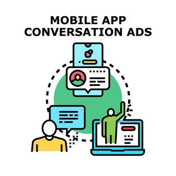 Mobile app conversation ads vector concept Stock Illustration