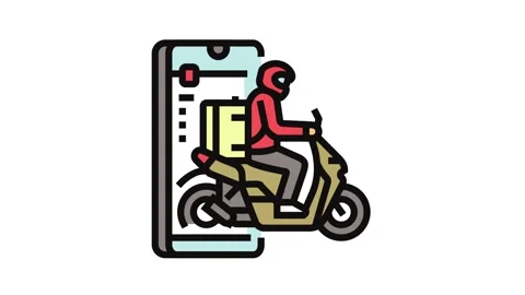 Mobile app courier color icon animation Stock Footage 326101042