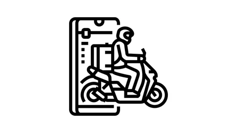 Mobile app courier line icon animation Stock Footage 326137445