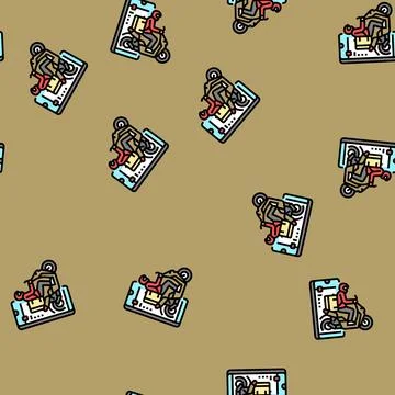 Mobile app courier vector seamless pattern Stock Illustration