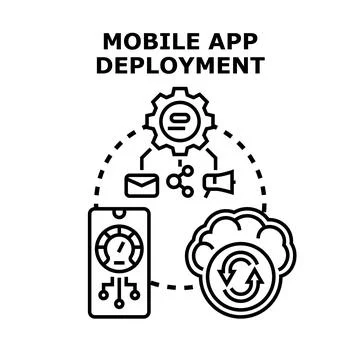Mobile app deployment process concept vector illustration Stock Illustration