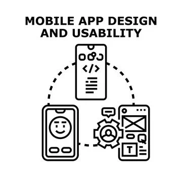 Mobile app design development and user experience Stock Illustration