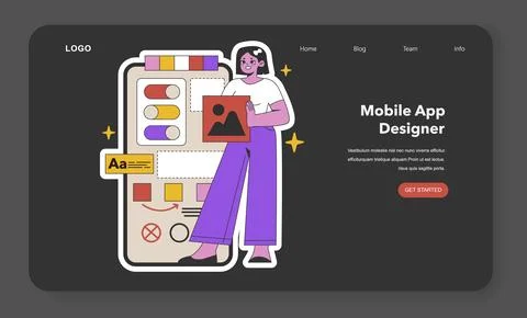 Mobile App Designer in Creative Process. Flat vector illustration Stock-Illustration