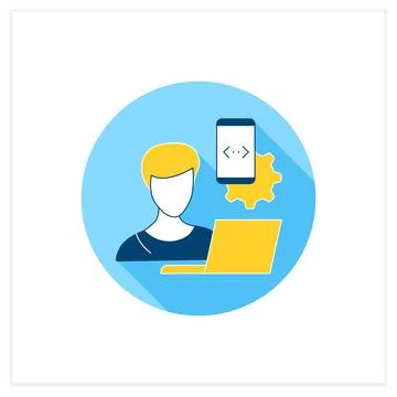 Mobile app developer flat icon Stock Illustration